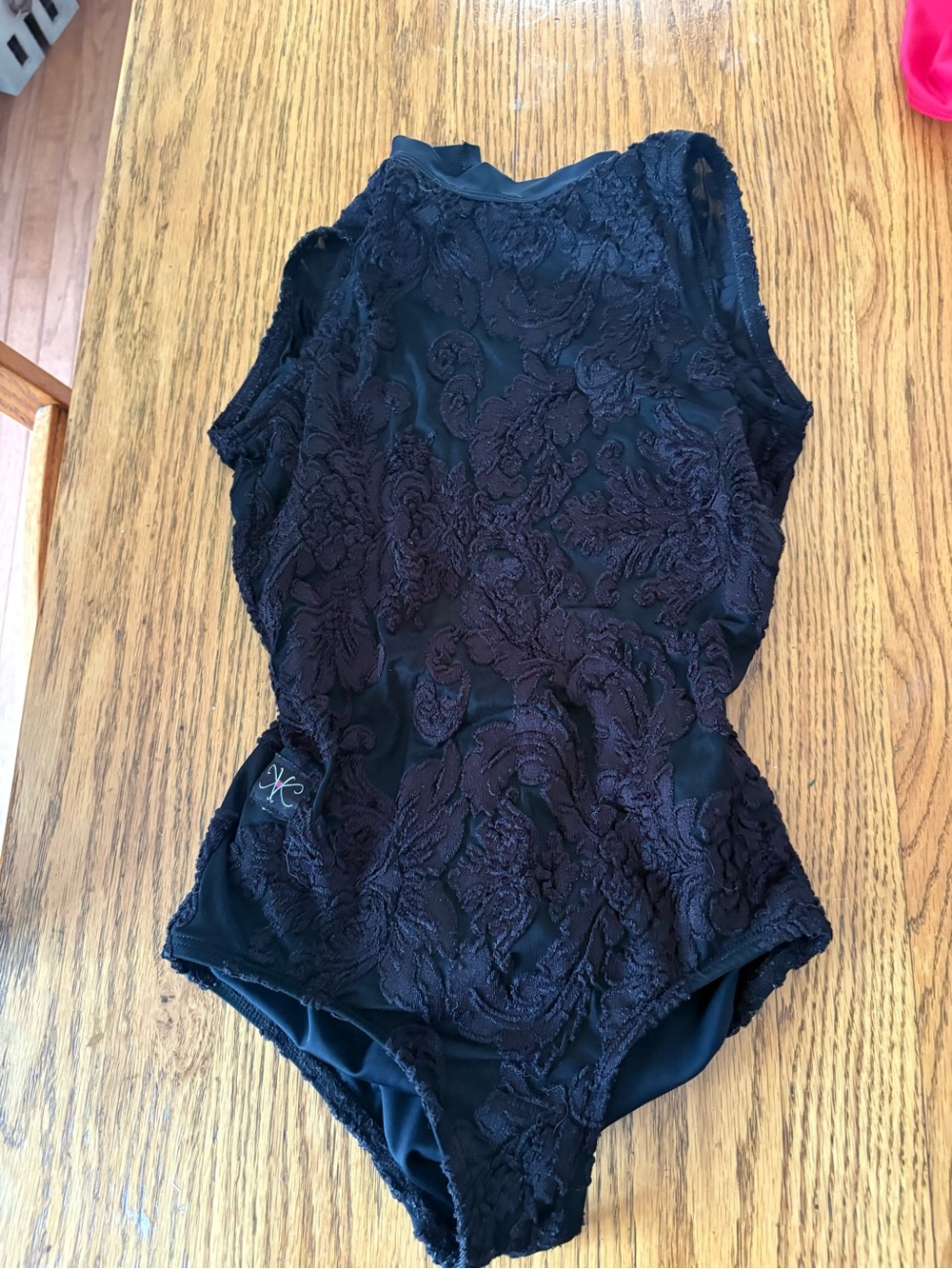 Black Lace Kids Dance Leotard with Elegant Overlay